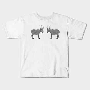 Saiga Antelopes in Love - cute antelope design - light colors Kids T-Shirt